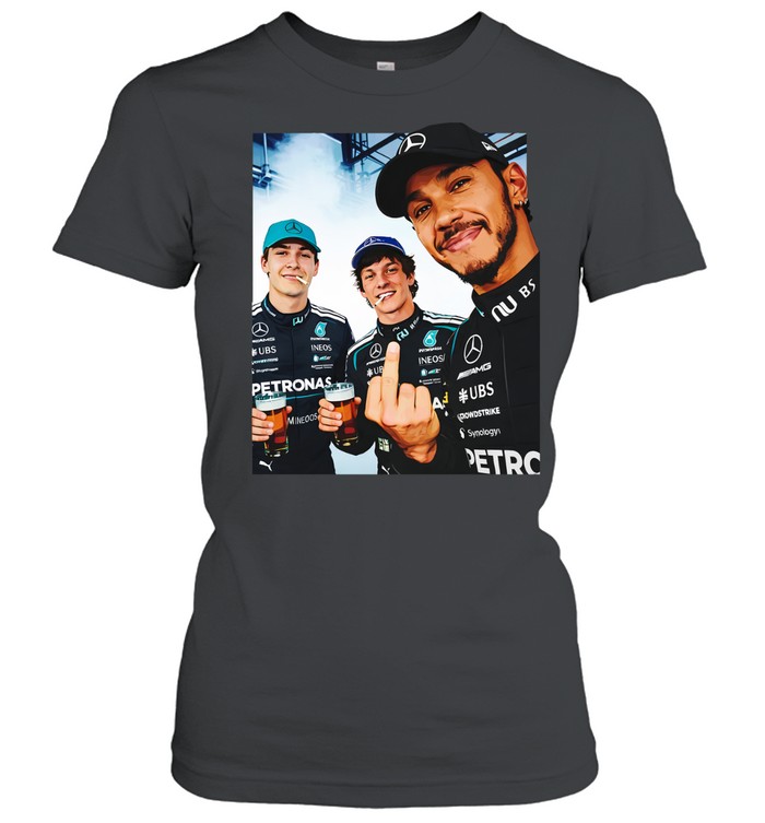 Mercedes Triple Edge F1 George Russell And Kimi And Lewis Hamilton Women T-Shirt