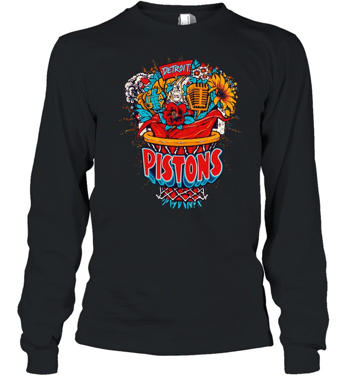 Pistons Detroit basketball bouquet JKo Studios sketch Long Sleeve Tee