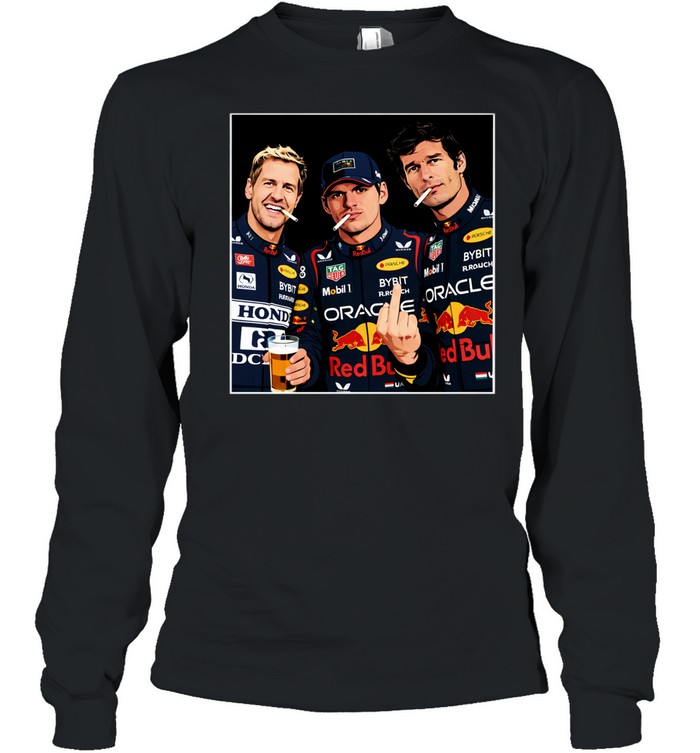 Sebastian Vettel And Max Verstappen And Mark Webber Smoking Legends Long Sleeve Tee