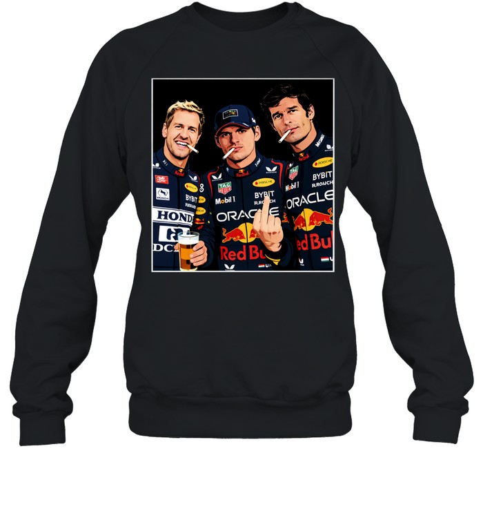 Sebastian Vettel And Max Verstappen And Mark Webber Smoking Legends Sweatshirt