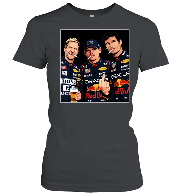 Sebastian Vettel And Max Verstappen And Mark Webber Smoking Legends Women T-Shirt