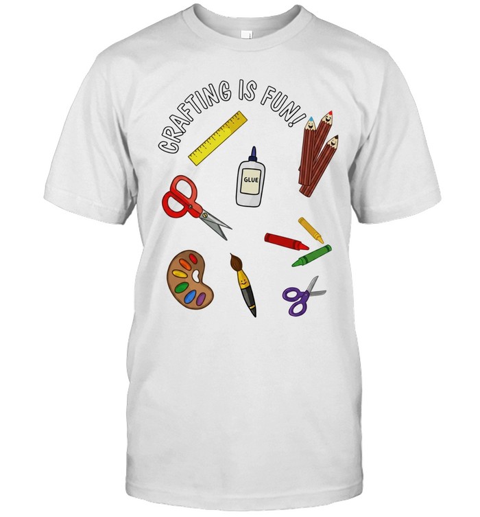 Crafting is fun art supplies scissors glue paintbrush school theme kids Unisex T-Shirt