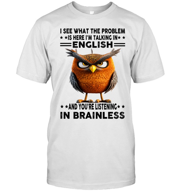 Owl I See What The Problem Is Here I'm Talking In English And You're Listening In Brainless Unisex T-Shirt