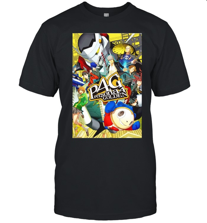Persona 4 Golden Main Cast and Izanagi Character Art P4 Golden Logo Unisex T-Shirt