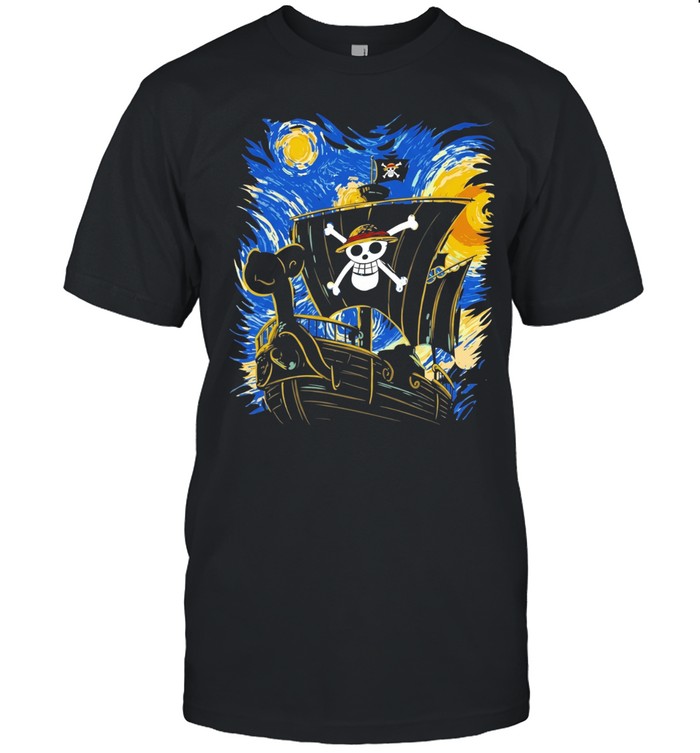 Straw Hat Pirates Thousand Sunny Ship One Piece Van Gogh Style Fan Art Unisex T-Shirt