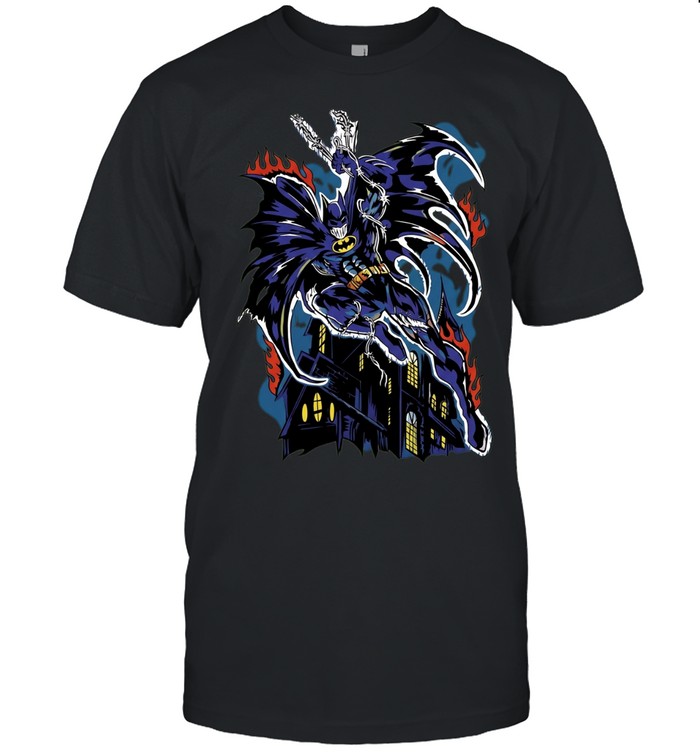 Batman DC Comics character fire mansion gothic comic book illustration Unisex T-Shirt