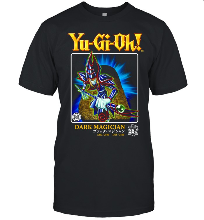 Dark Magician Yu-Gi-Oh 25th Anniversary logo and character text Unisex T-Shirt