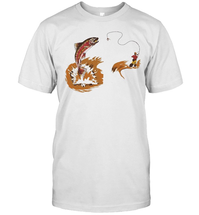 Fly fisherman catching trout Unisex T-Shirt