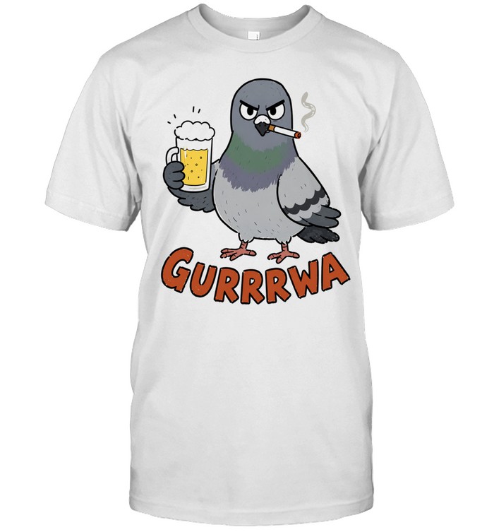Gurrrwa Pigeon Drinking Beer and Smoking Cigarette Unisex T-Shirt