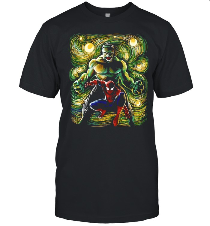 Hulk and Spider-Man Starry Night Marvel Unisex T-Shirt