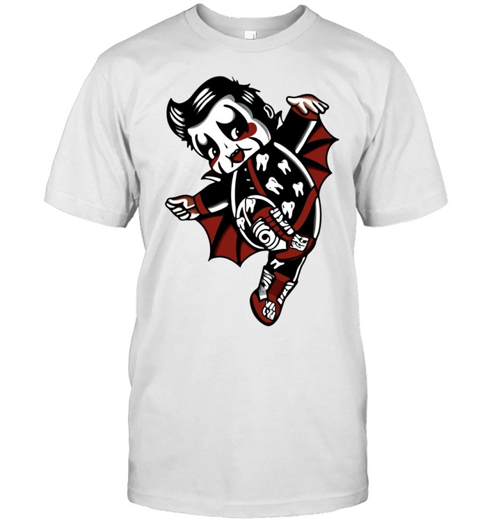 Little Vampire Kewpie Doll with Teeth Pattern and Red Unisex T-Shirt