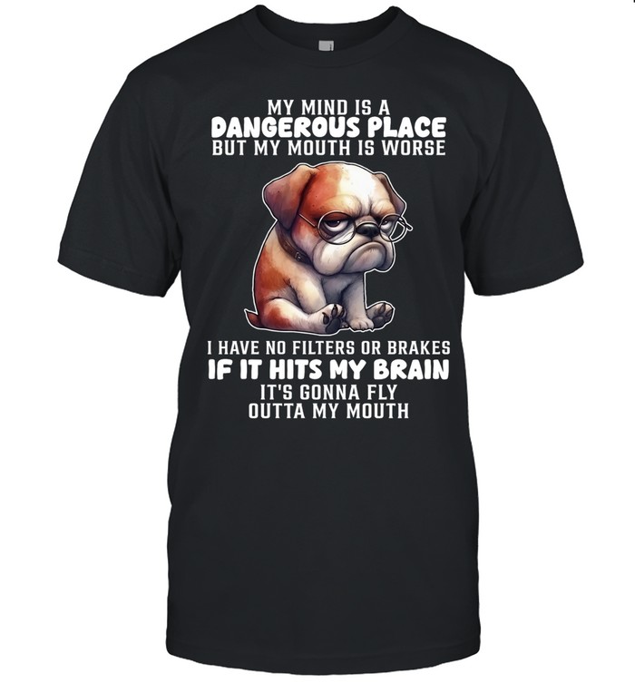 My Mind Is A Dangerous Place But My Mouth Is Worse I Have No Filters Or Brakes If It Hits My Brain It's Gonna Fly Outta My Mouth Unisex T-Shirt