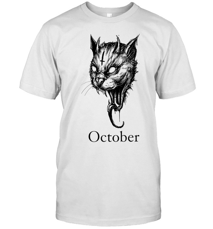 October Demon Cat gothic occult halloween Unisex T-Shirt