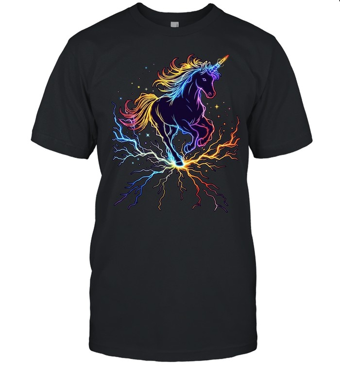 Rainbow Electric Lightning Unicorn Magical Unisex T-Shirt