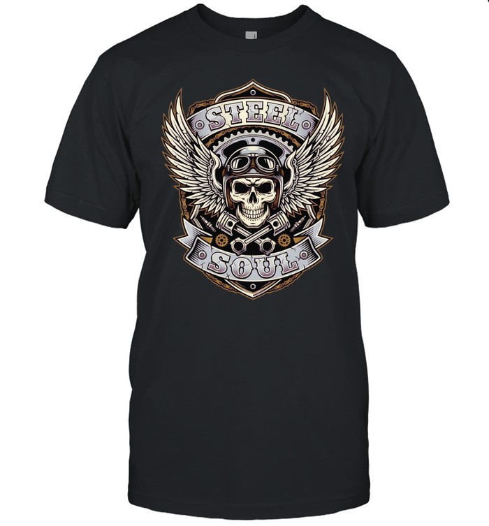 Steel Soul Skull with Wings and Pistons Unisex T-Shirt