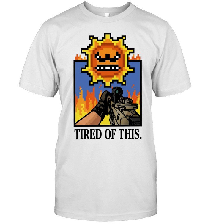 Tired of This Pixel Art Sun and Fire gaming Unisex T-Shirt
